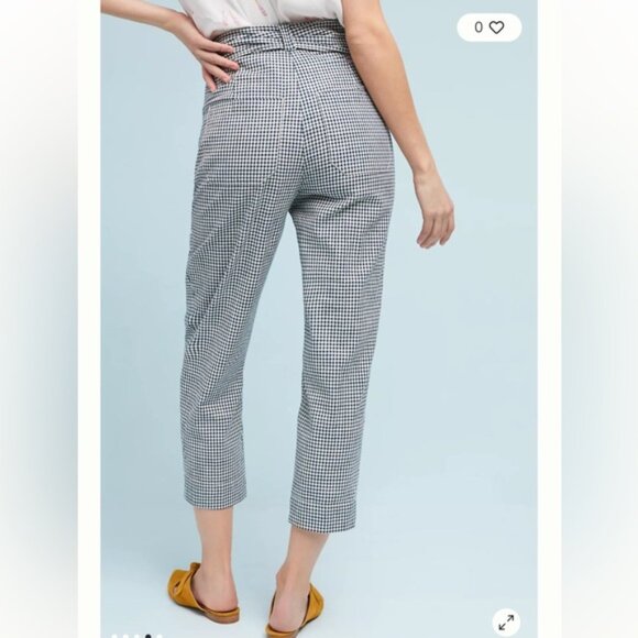 Anthropologie Tie Waist Gingham TrousersCartonnier Size 2 - Picture 4 of 16